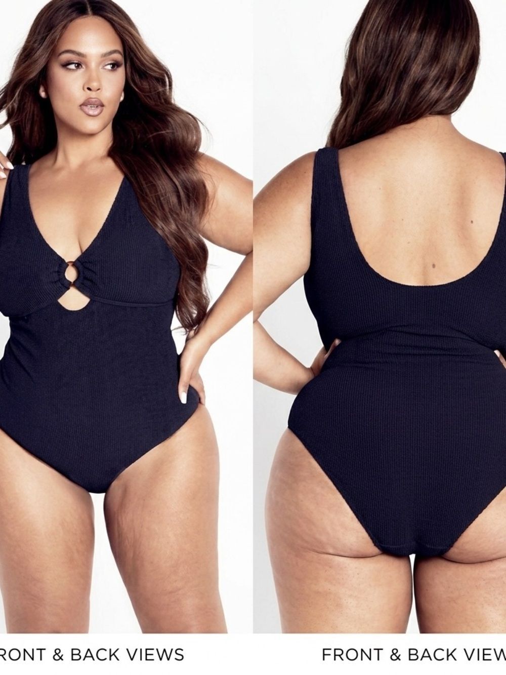 NWT City Chic Black One Piece Swimsuit Size Medium 18 Bathing Suit Twist Front